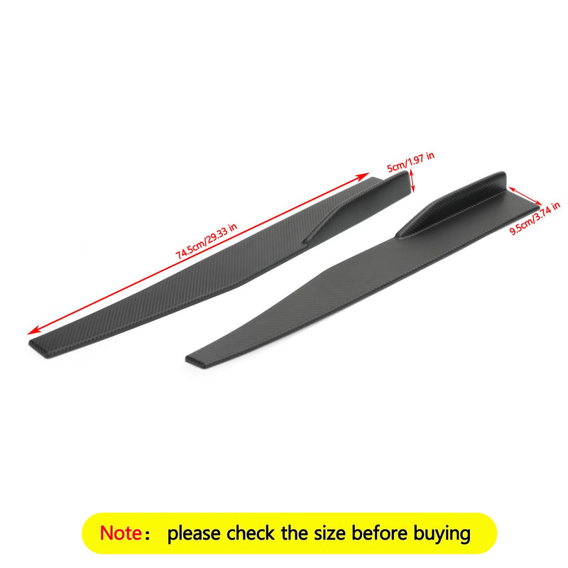 Par 74,5 cm Carbon Fiber Sidokjol Rocker Splitter Diffuser Winglet Wings Generic