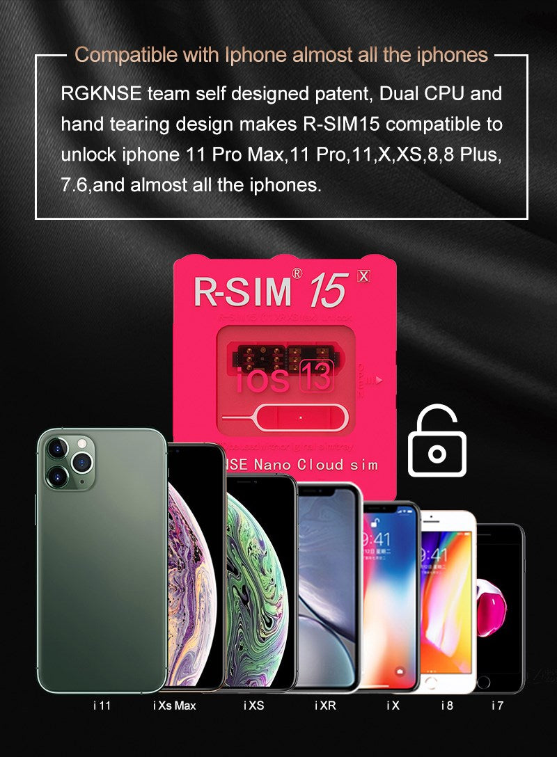 Uppgradera RSIM-15 Nano Unlock Card för iPhone 13 Pro X XS Max 8 iOS 14.7