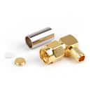 10 stk SMA hanstik retvinklet pin crimp til RG58 RG142 RG400 LMR195 kabel RF
