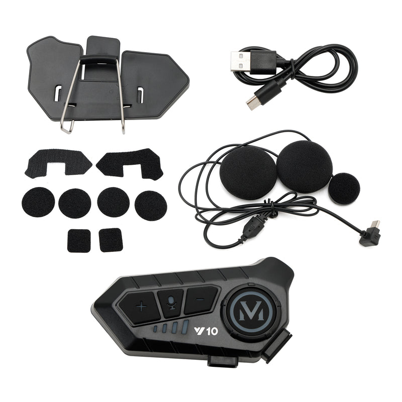 Universal Speaker Player Hjelm Bluetooth Hodetelefon Headset Svart For Motorsykkel