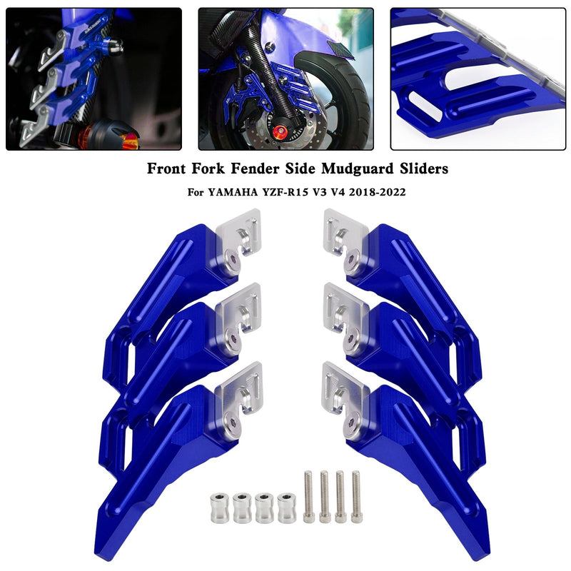 Yamaha YZF-R15 V3 V4 2018-2022 CNC framgaffel Fender Side Fender Sliders