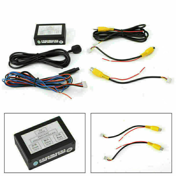 Caja de control universal de 2 canales con interruptor de cámara de respaldo delantera y trasera para automóvil